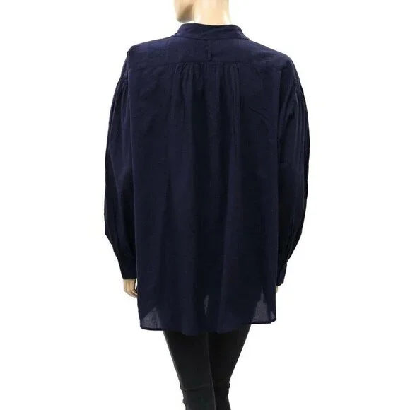 Nili Lotan Miles Tunic Shirt Blouse Top Cotton Oversized Collared XS NEW
